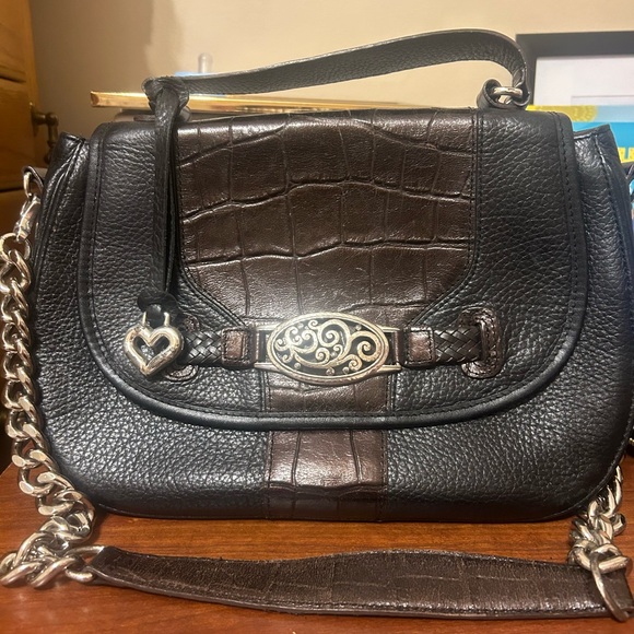 Brighton black and brown snakeskin crossbody bag